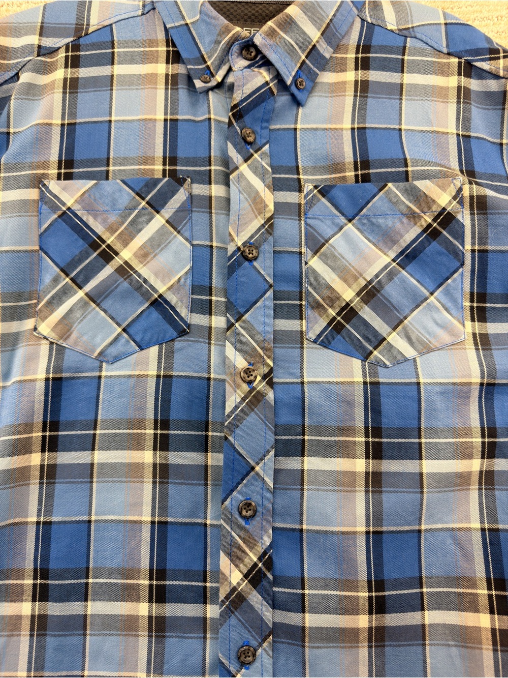 New With Tags Exofficio Blue Plaid Long-Sleeve Travel/Hiking Button-Down Shirt - Picture 5 of 11